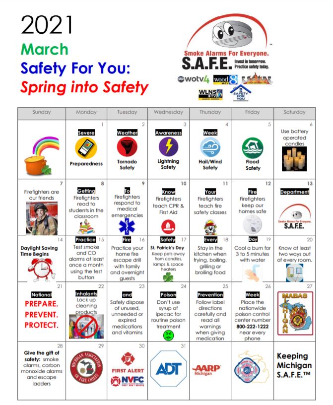 Spring into Safety Calendar National Volunteer Fire Council