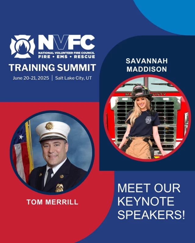 We’re bringing two powerhouse voices to the stage in Salt Lake City for the 2025 Training Summit:

🎤 Savannah Maddison – Firefighter, AEMT, social media influencer, and 2024 Woman of Impact. Savannah will share her powerful message of health, service, and empowerment — plus key tips on building your department’s digital brand and community engagement. @savannahmaddison 

🎤 Tom Merrill – 39-year fire service veteran and host of The Professional Volunteer Fire Department podcast. Tom brings unmatched insight on leadership, professionalism, and pride in the volunteer fire service. @tamerrill63 

📍 June 20-21 | Salt Lake City, UT

🔗 www.nvfc.org/summit